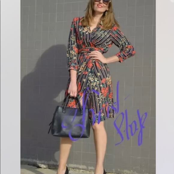 Zara floral stripe wrap dress size XS - Picture 4 of 12